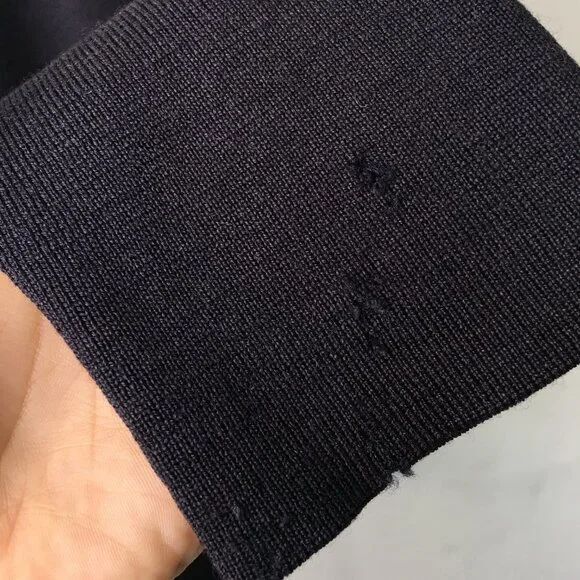 Saint James Women's V Neck Blue Black Long Sleeve Knit Shirt Size Medium - Picture 6 of 15